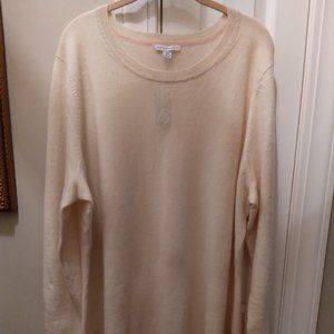 New ISAAC MIZRAHI LIVE! 2- Ply Cashmere Long Sleeve Peplum Sweater in Ivory